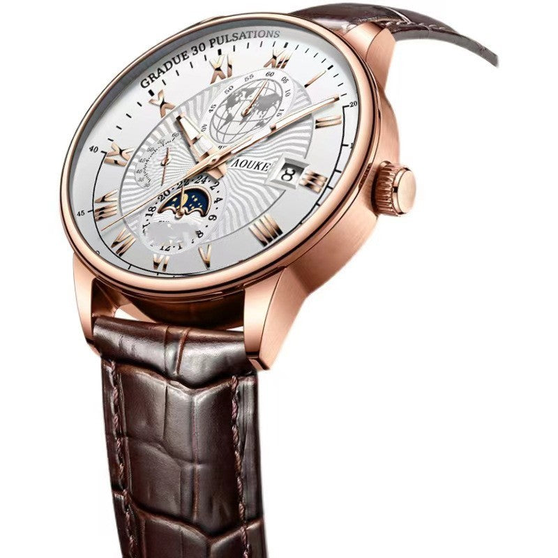Men's Genuine Leather Luminous Calendar Quartz Watch