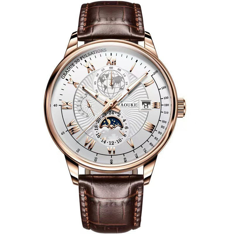 Men's Genuine Leather Luminous Calendar Quartz Watch