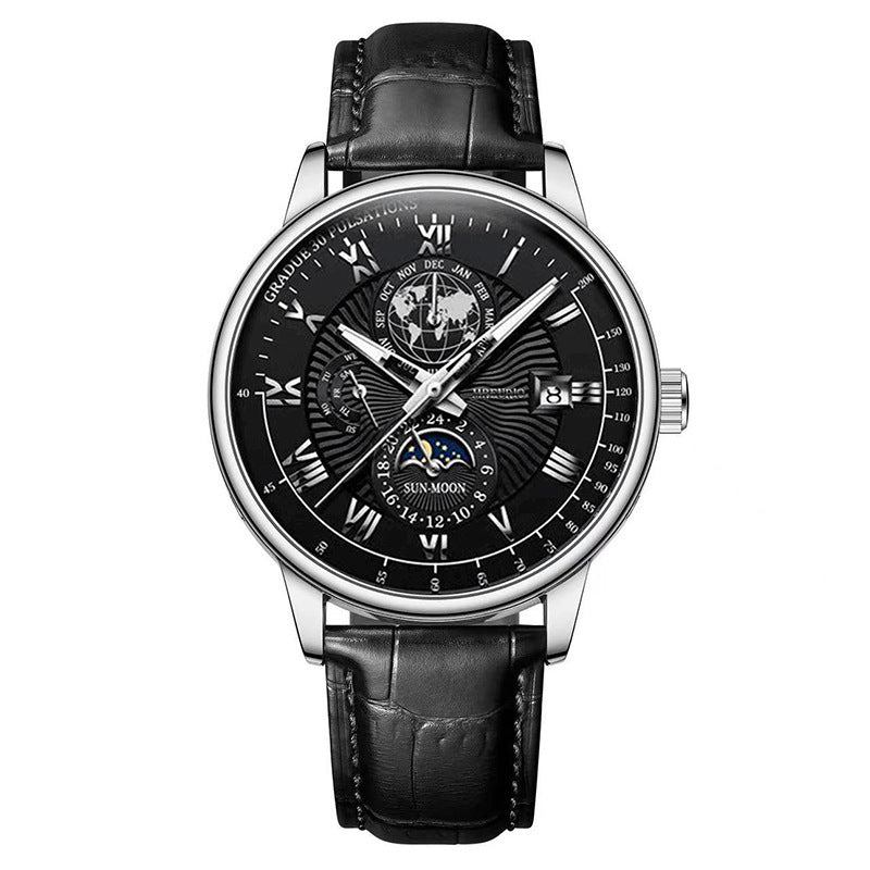 Men's Genuine Leather Luminous Calendar Quartz Watch