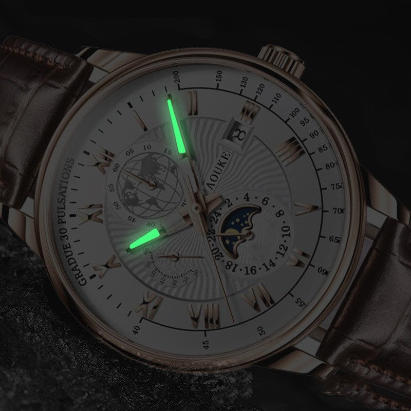 Men's Genuine Leather Luminous Calendar Quartz Watch