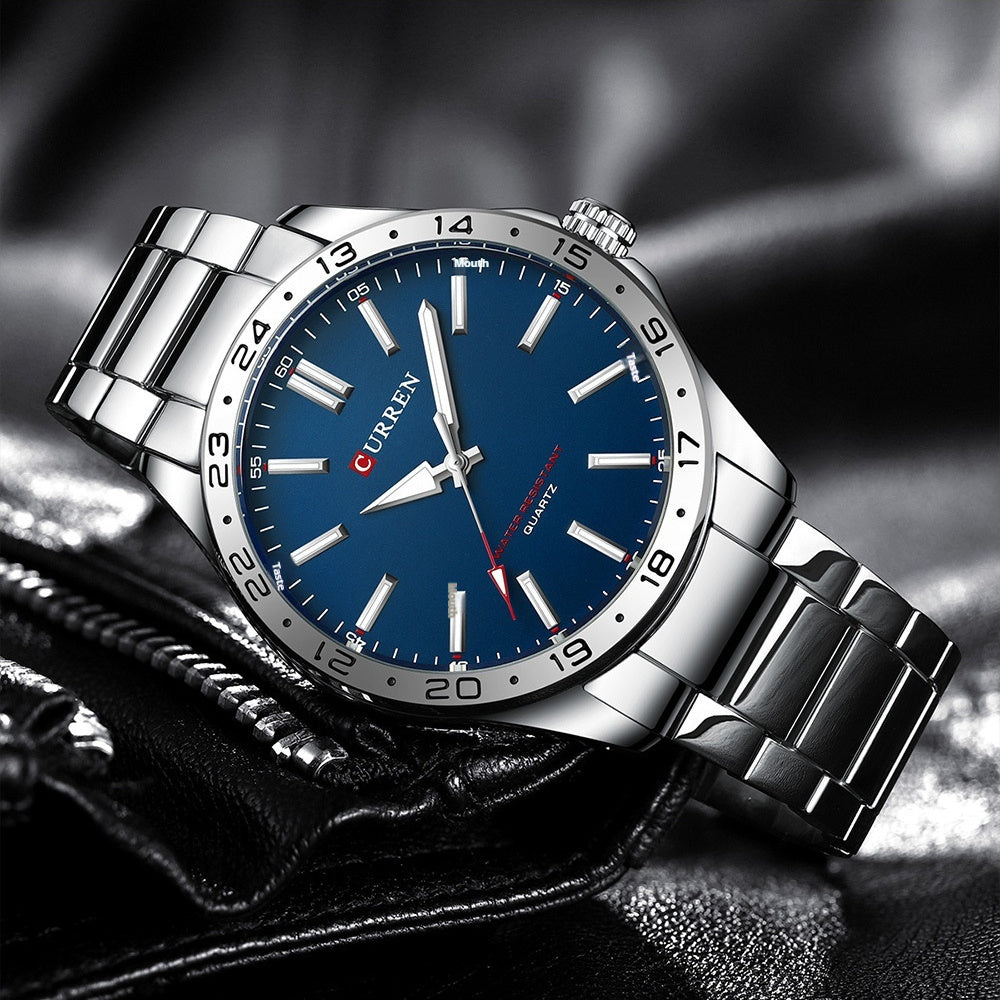 Carryan men's watch with steel strap and quartz