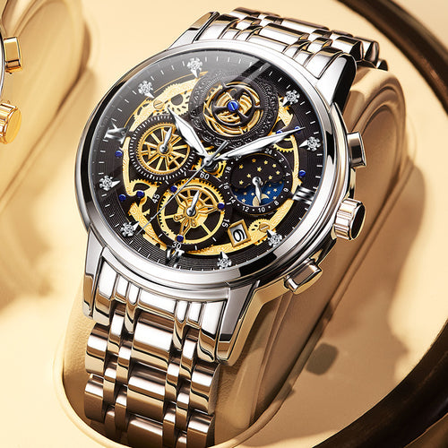 Nuevo reloj de acero inoxidable de moda para hombre.