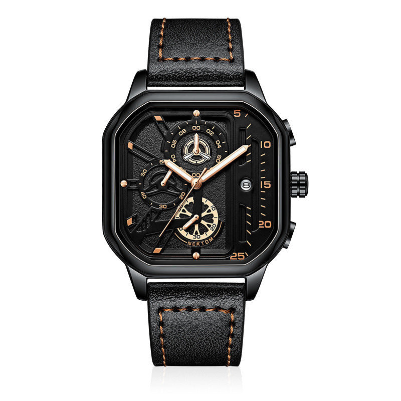 Reloj luminoso y resistente al agua con mecanismo de cuarzo para hombre