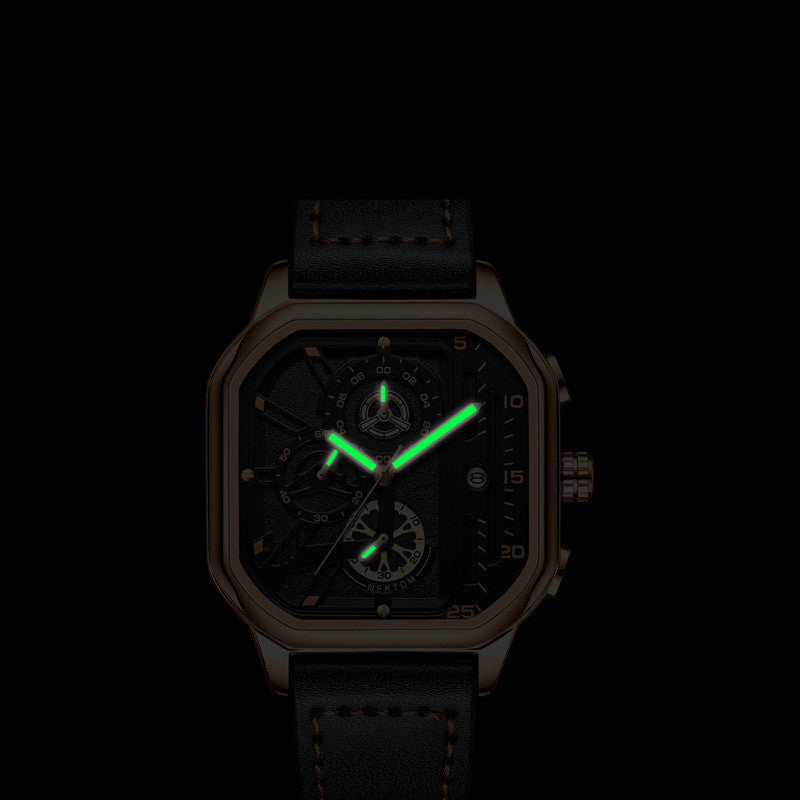 Reloj luminoso y resistente al agua con mecanismo de cuarzo para hombre