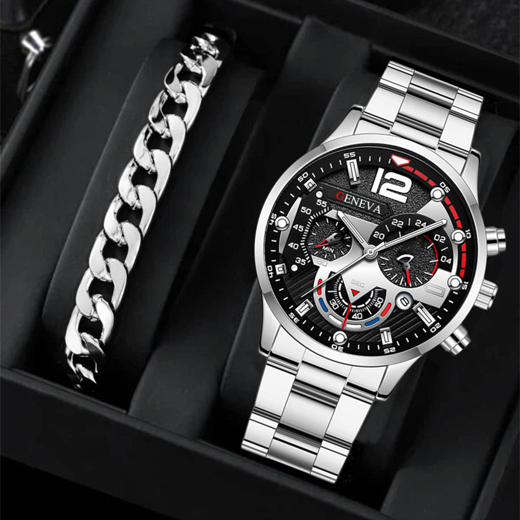 Conjunto de pulsera de reloj de cuarzo Three Eyes - Regalos para San Valentín
